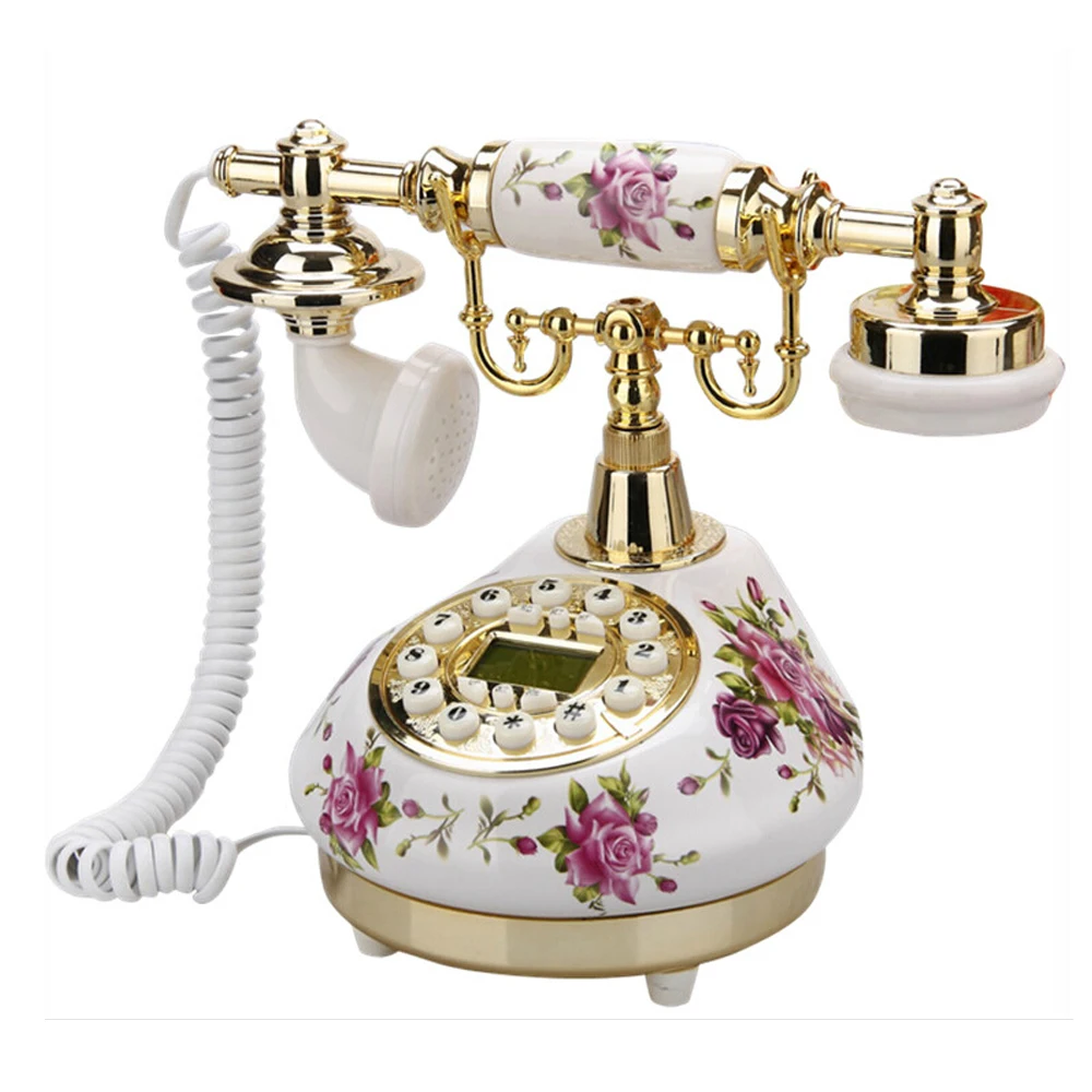 

White Antique Telephone Corded Landline Home Phones Vintage Classic Ceramic Home Telephone Antique Home Office Art Shops Gift