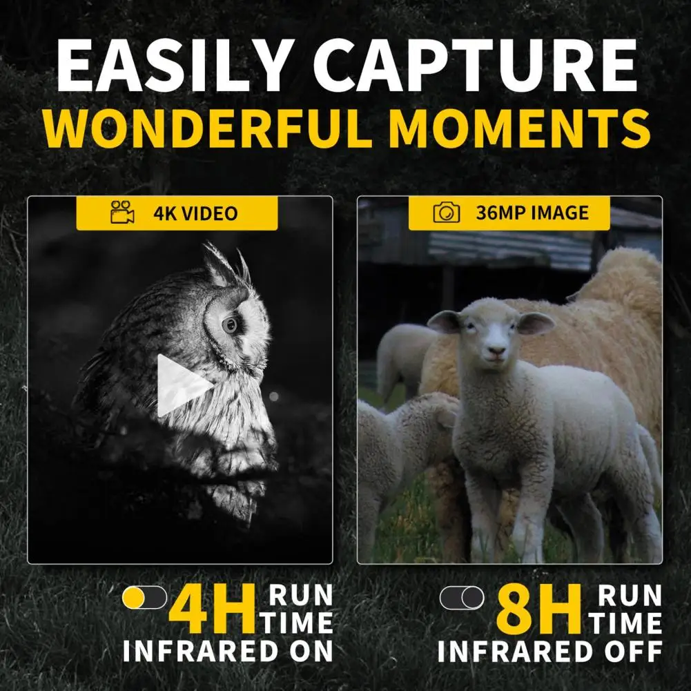 디지털 적외선 야간 투시경 단안 카메라, 풀 HD 4K 비디오 카메라, 야생 동물 풍경 캠핑용, 6X 줌