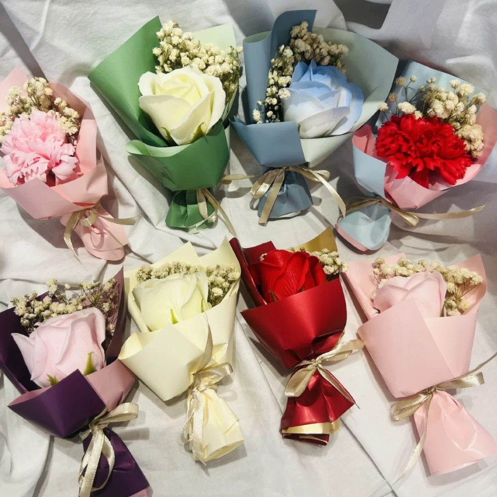 Nelken-Seifenblume, Mini-Kunstrose, Mini-Trockenblumenstrauß, getrocknet, für romantische Anlässe, Liebesgeschenk, Jahrestag