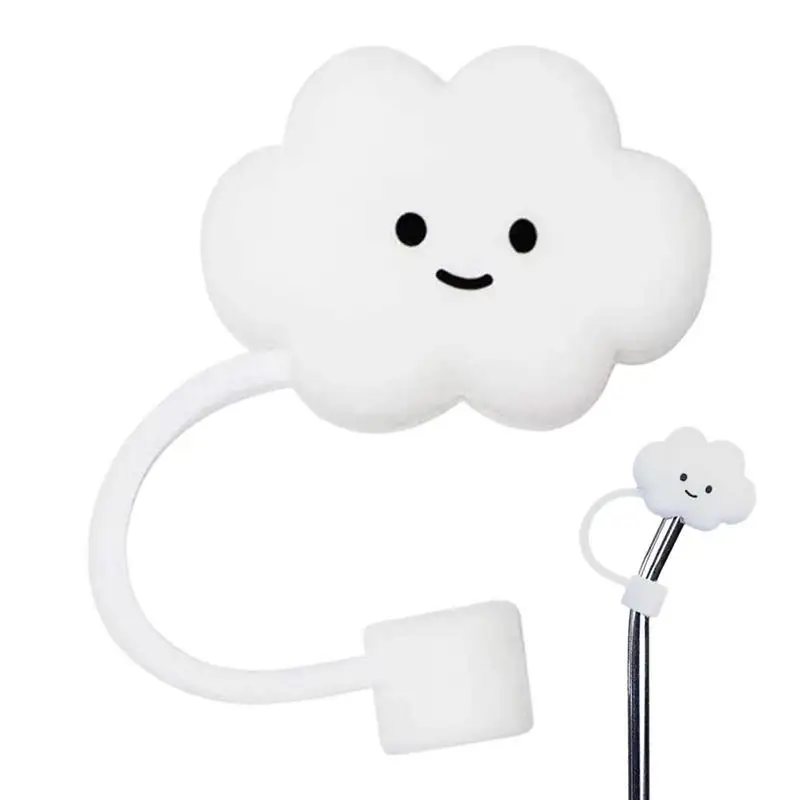 1pc silicone straw cover, cute cloud design kitchen drinking straw cover