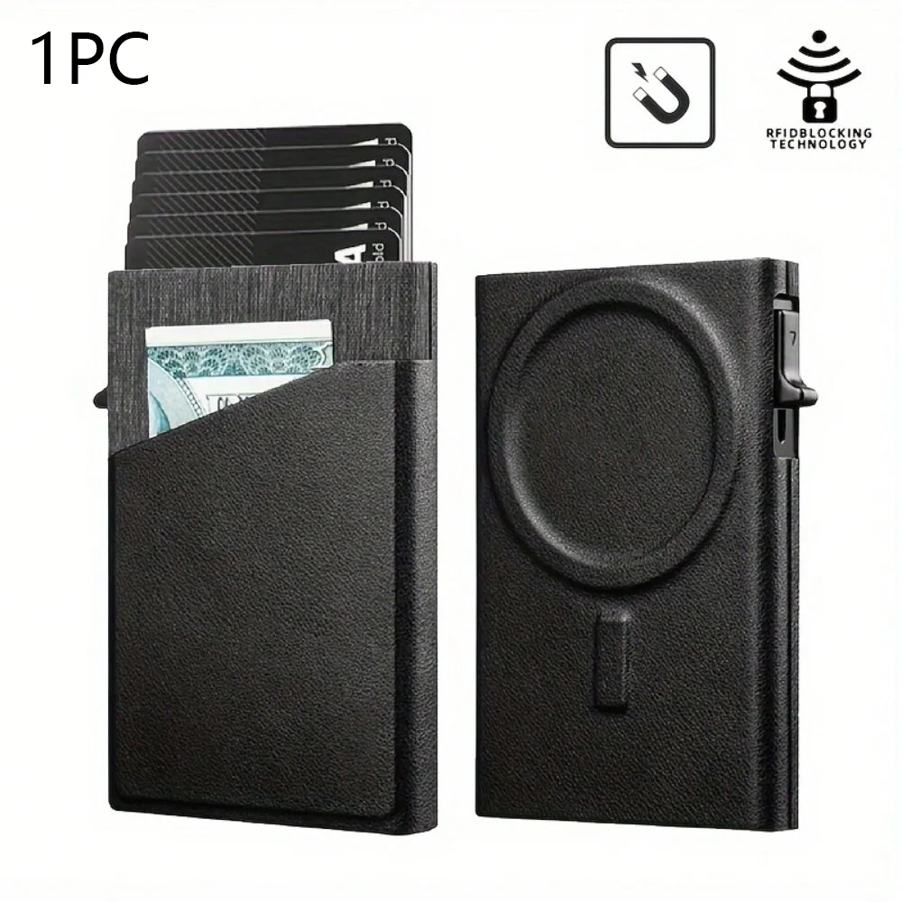 Cartera delgada para hombre - Cartera minimalista para hombre Tarjetero emergente con bloqueo RFID y billeteras con bolsillo para dinero Cartera sigilosa Regalos