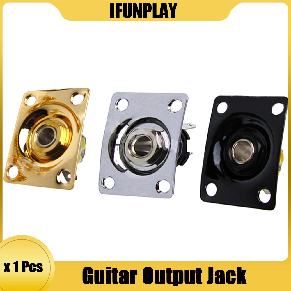 Rectangle Style Plate Guitar Bass 1/4 Output Input Jack Socket for Electric Guitar Black Gold Chrome Guitar Parts