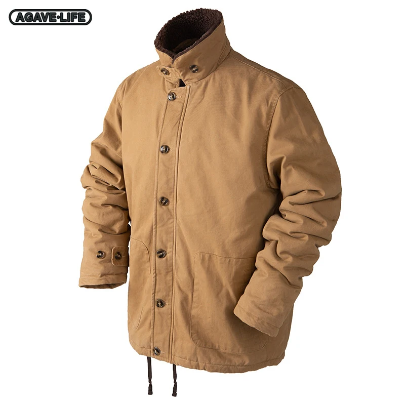 

Men's Military Jacket Thick Warm Cargo Windbreaker Men Lamb Wool Tactical Jacket Winter Vintage Men Wear-resistant Bomber Jacket