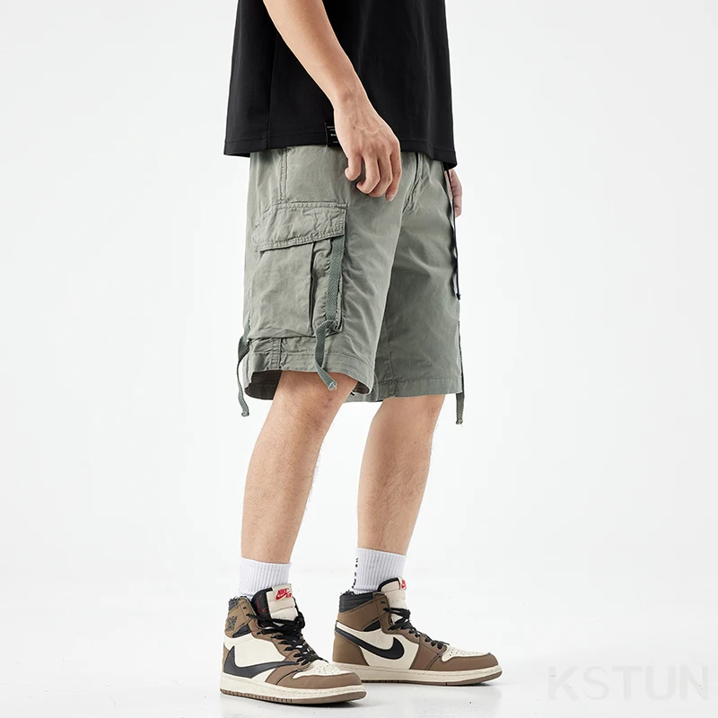 New Men's Casual Cargo Shorts Man Overalls Beach Sports Outdoor High Street Fashion Male Short