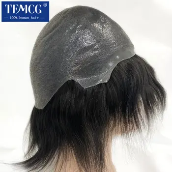 Parrucche per capelli umani con base annodata in PU completa per le donne 6 "14" Parrucca corta per capelli umani durevoli per le donne Parrucca piena per donna in PU per capelli umani al 100%