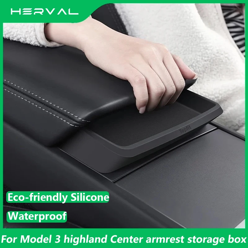 

Herval Center Armrest Storage Box For Tesla Model 3 Highland Storage Box Center Console Storage Organizer Interior Accessories