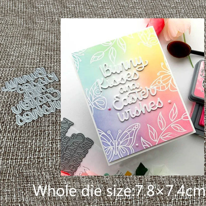 Nuovo Design Craft Stencil In Metallo Stampo Taglio Muore Coniglietto Baci Auguri Pasquali Scrapbook Die Cuts Album Carta Di Carta Craft Embossing