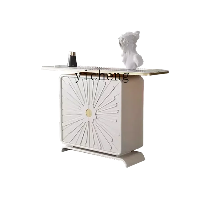 

Zk Light Luxury Home Entrance Cabinet Side View Pcs Stone Plate Desktop Paint Carving Cabinet Decoration