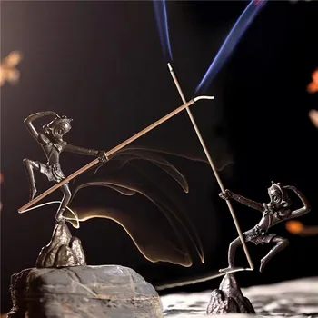 Creative Incense Stove Alloy The Monkey King Model Incense Stick Holder China Masterpiece Character Indoor Incensory Ornaments