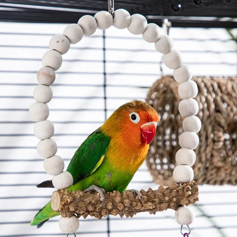 Bird Ladder Perch for Cage, Natural Wood Bird Parrot Perch Stand Parrot Bridge Climbing Chewing Toys for Small Medium