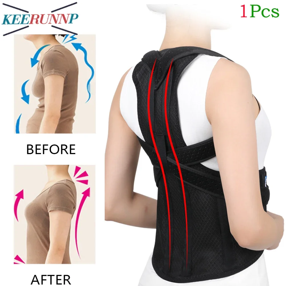

1 шт. бандаж для спины, поддержка осанки для женщин и мужчин, Улучшение осанки, регулируемая опора для спины, для поясницы, ключицы, шеи, плеч