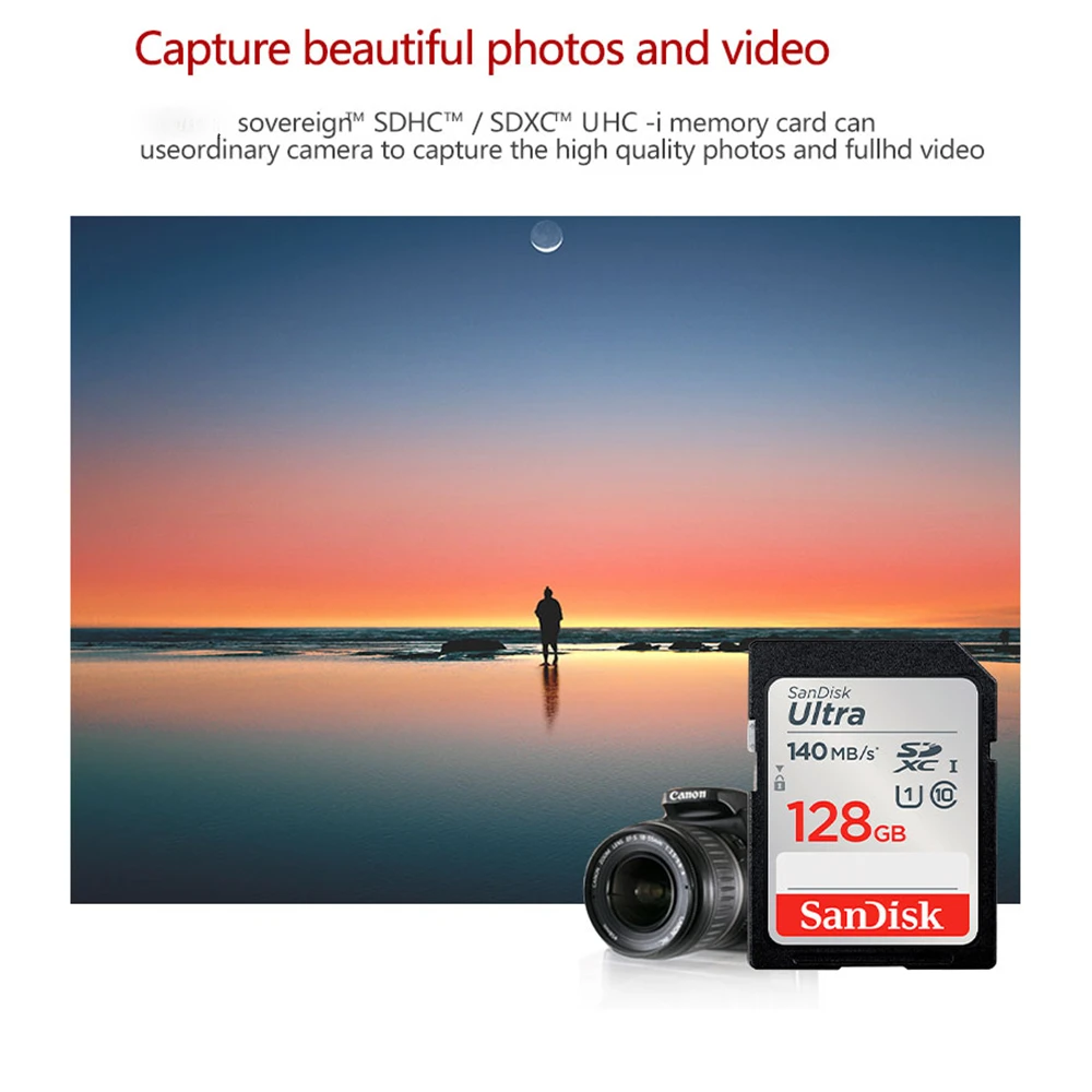 SanDisk Ʈ SD ī, 1080p 3D Ǯ HD ī޶ UHS-I ī, SDHC 64GB 128GB, ִ 140 MB/s SDXC Class10, 32GB 120 MB/s