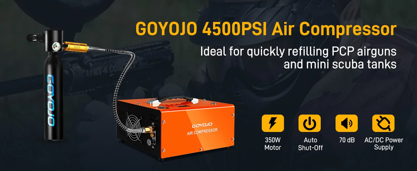 4500PSI/30Mpa Air Compressor 12V DC/120V AC PCP Airgun Compressor 350W Scuba Inf