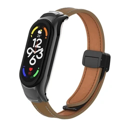 Premium Leather Magnetic Buckle Wristband for Smartwatch - Elegant Watchband Bracelet Accessory (Coffee)