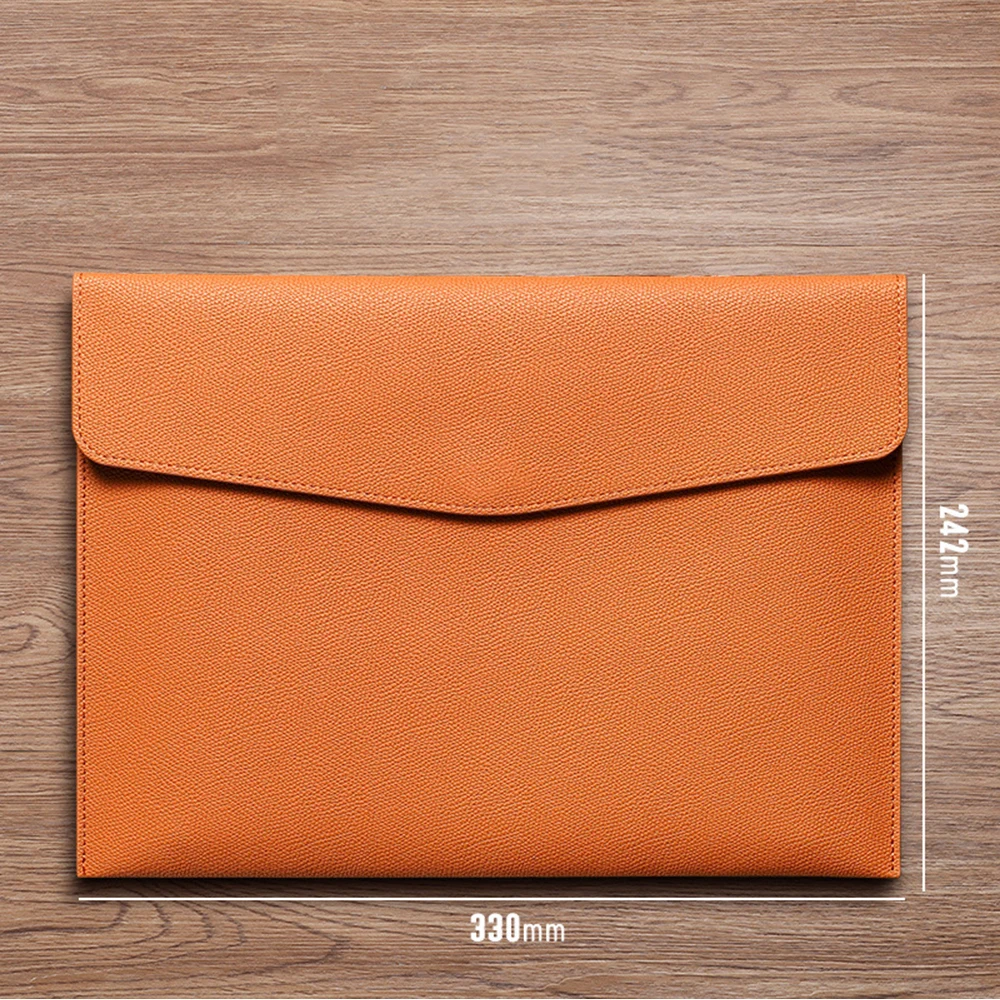 Documents Pouch File Bag PU Leather Snap Closure A4 File Pocket Folder Stationery Dustproof Business Office School New