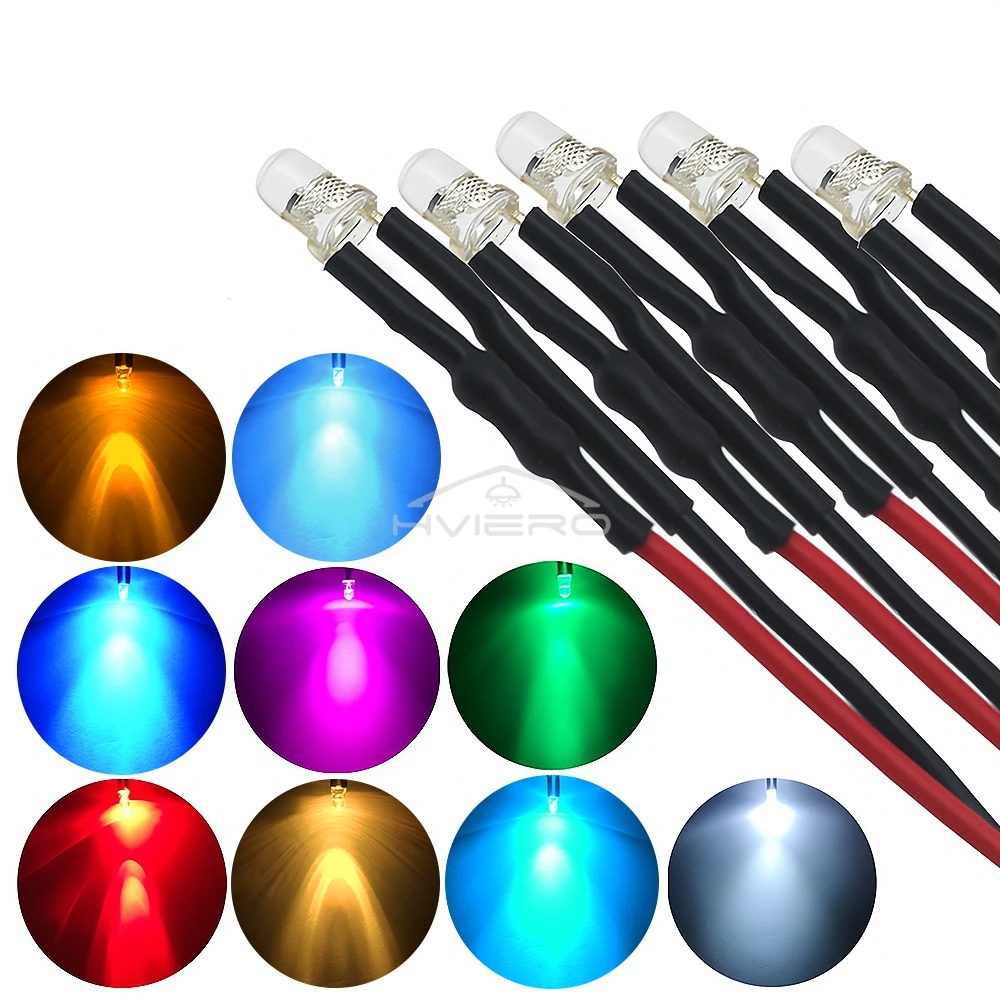 Emitting Diode LED Verlichting 50 Stks Pre Wired DC 9 Tot 12 V 3mm 5mm 10mm Water Clear LED Diodes Wit Rood Blauw Groen Licht (5 mm