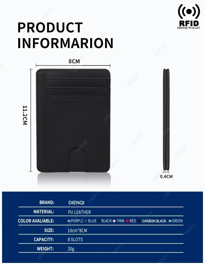 Herren-Kartenetui Kreditkartenhalter RFID-Blockierung Kohlefaser Minimalistisches Portemonnaie Kartenhalter-Etui Männlich Dünn Schlank Smart Wallet – Detail 1
