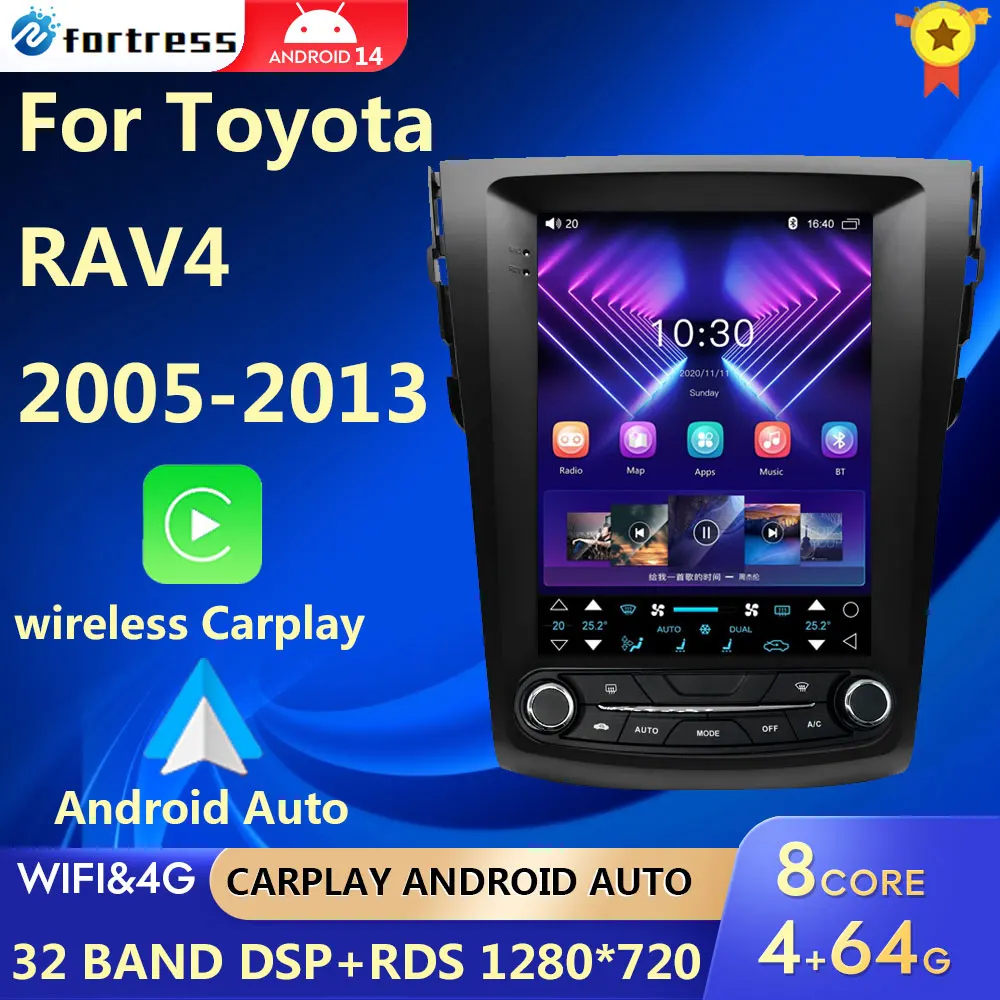 

L6 Pro 2Din Android 12 Car Radio Multimedia Video For Toyota RAV4 Rav 4 2005-2013 Carplay Navigation GPS Stereo Tesla 9.7"