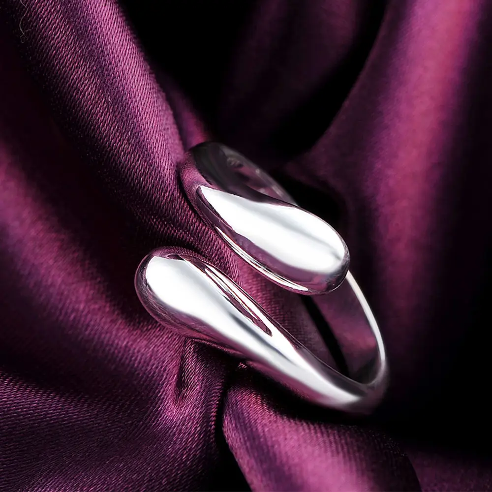 Silver Ring Wedding Rings Silver Rings 925 sterling Silver Water droplets Rings For Women adjustable charm Fashion Party Wedding Accessories Jewelry Christmas Gifts