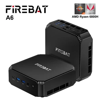 Firebat A6 Mini PC AMD R7 6800H 8-core 16-thread Computer 16GB DDR5 512GB PCIe 3.0 SSD WiFi 6 BT5.2 Mini PC Desktop Computer