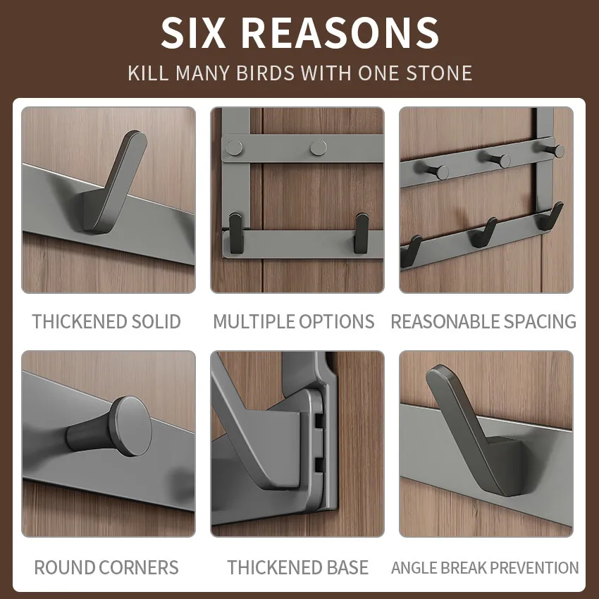Hooks Over Door Bathroom Organizer Rack Durable Doors Back Hanging Row Hook Holder Coat Hat Towels Hanger Kitchen Hooks Rack