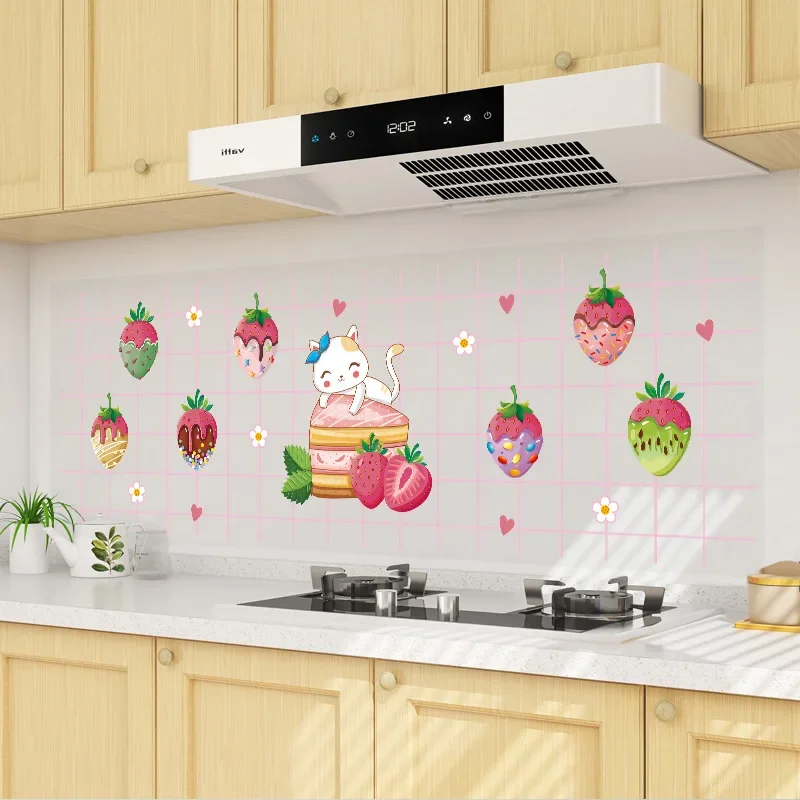 Kitchen High Temperature Oil Smoke Resistant Tiles Wall Waterproof Moisture Proof Self Adhesive Transparent Stickers Kitchen Wall Sticker Wall Stickers
