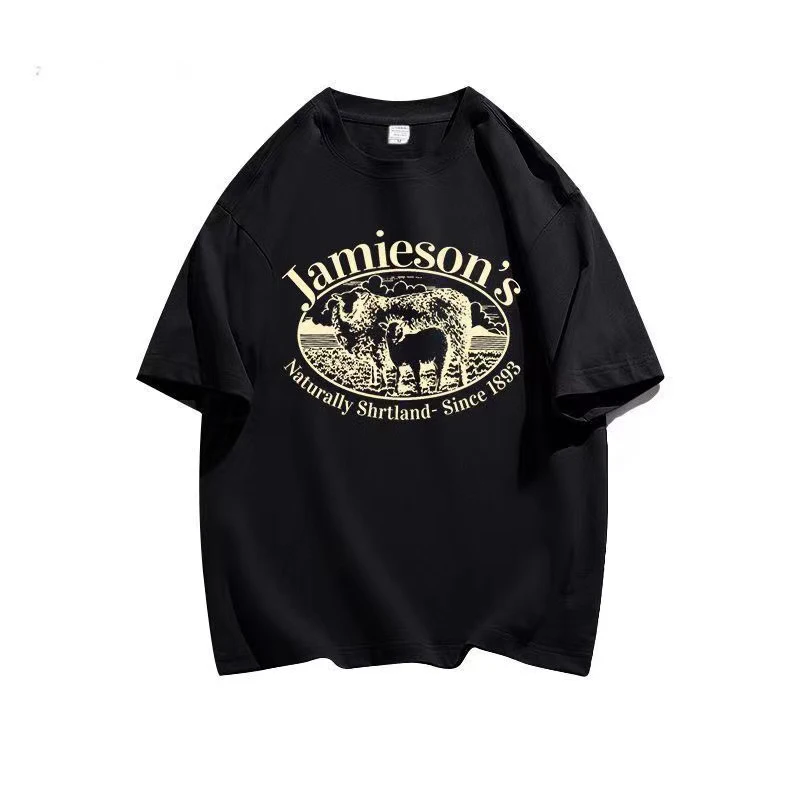

2024 New Creative Pattern Printed Short Sleeves Summer Korean Loose Cotton Street Dance T-shirt Oversize Trendy Y2K Tops