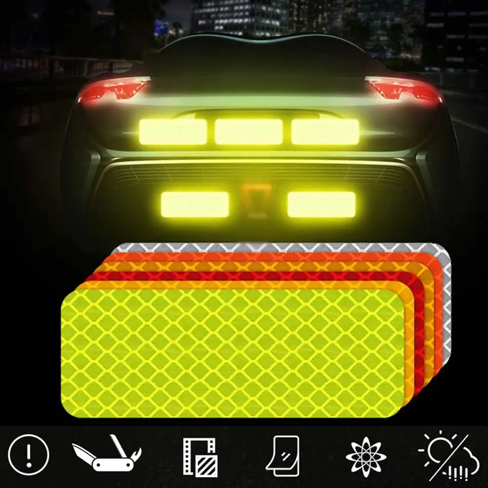 10 pcs x Rectangular Reflective Sticker Car Bumper Safety Reflective  Stickers