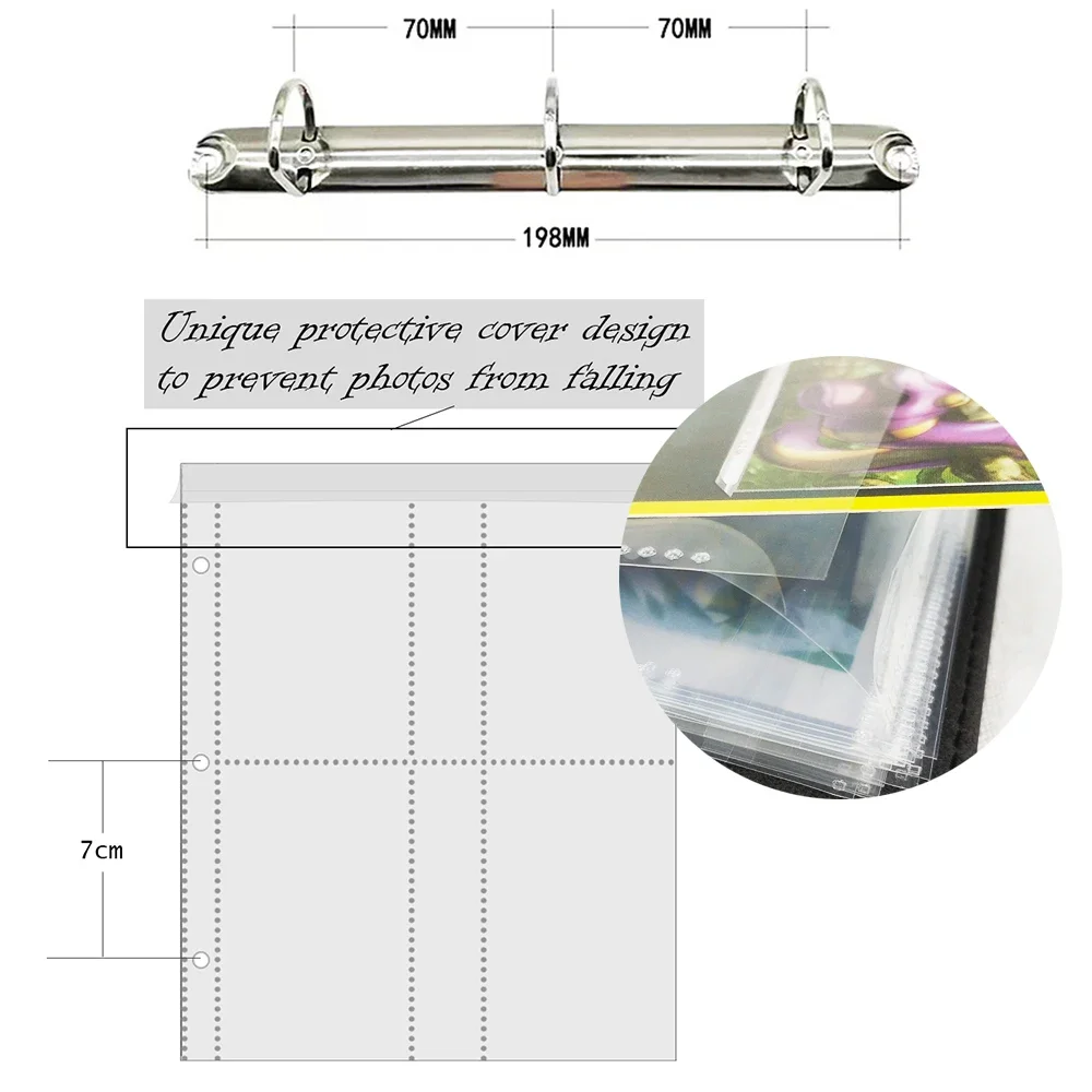 10 PCS A5 Clear Ring Binder Refill Sleeves for Photo Album and Card Pages