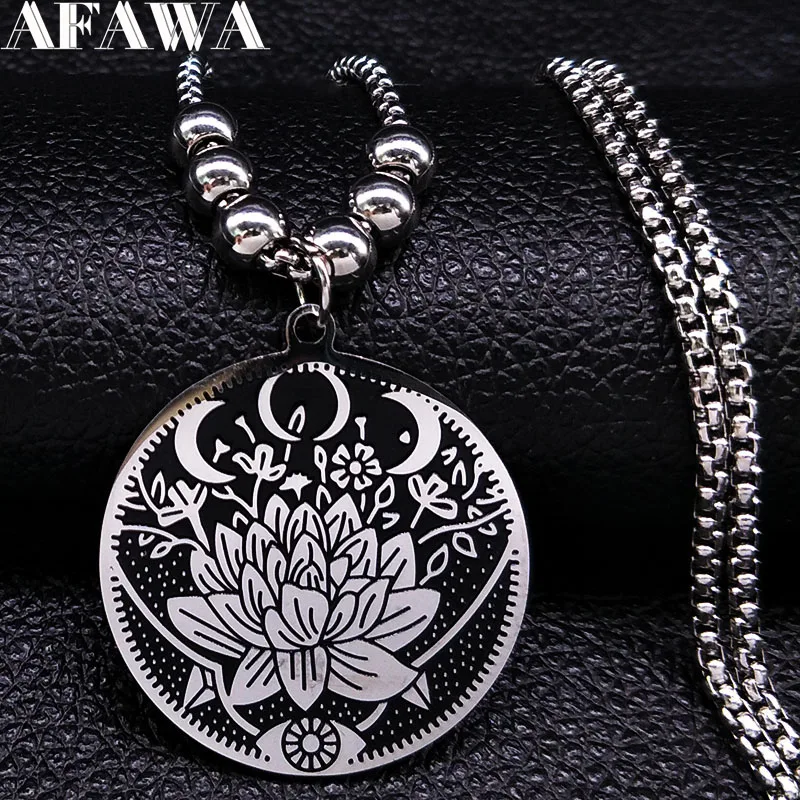 Lotus Us|unisex Stainless Steel Wiccan Lotus Pendant