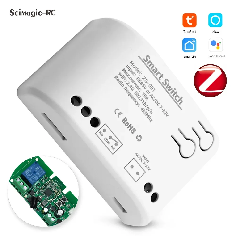 Funziona Con Alexa Google Smart Home App Tuya Zigbee 1/2/4Ch Switch Module Zigbee Inching Switch Interruttore Fai Da Te Rf433Mhz Telecomando