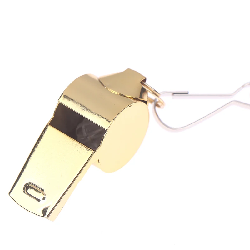 High Quality Stainless Steel Golden Whistle Hanging Neck Sports Whistle Lifeguard