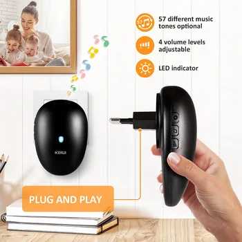 KERUI Doorbell Receiver with Button Smart Wireless Door Bell Welcome Chime with 57 Melodies for Home Security M521 1