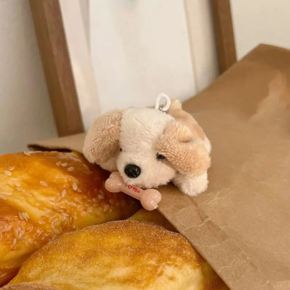 Stuffed Animal Plush Bone Puppy Dog Doll Cartoon Cute Plush Puppy Keychain Funny Fashion Car Pendant Backpack Pendant