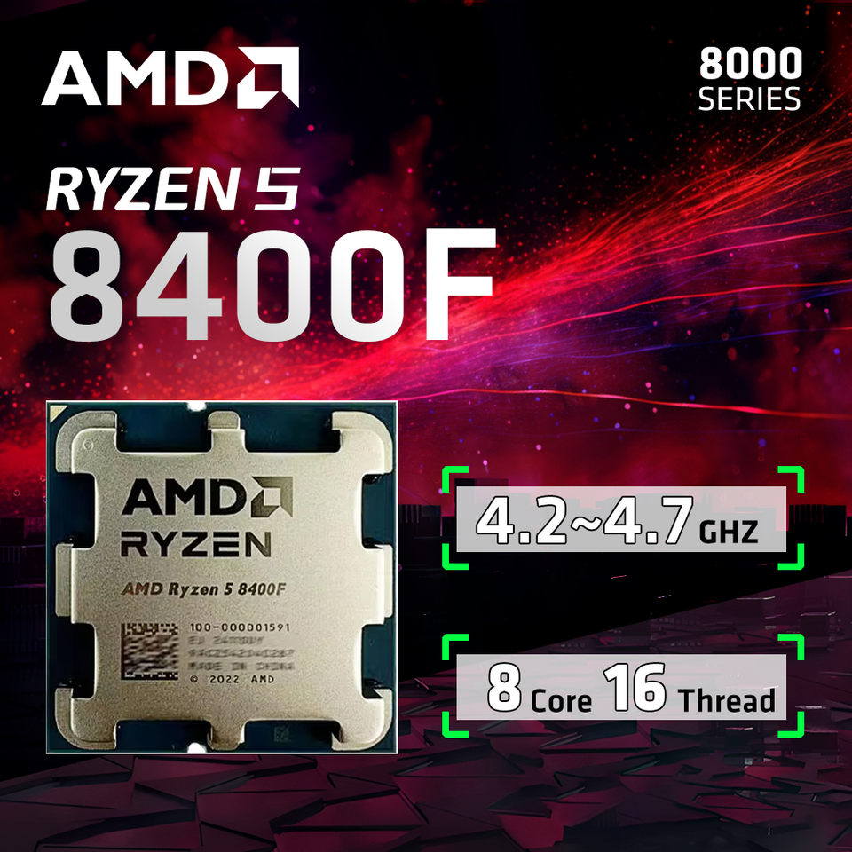 new AMD Ryzen 5 8400F New R5 8400F 6 Cores 12 Threads 4.2GHz  Desktop Processor  Socket AM5 CPU Gaming Processo but no fan
