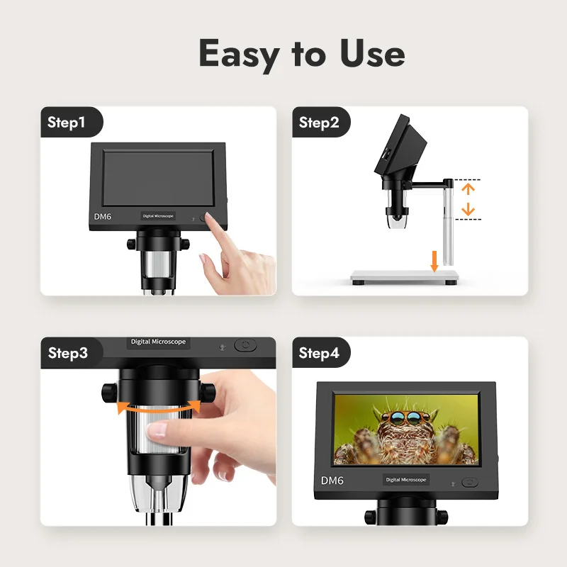 4.3inch LCD Digital Microscope 1000X Video Microscope for Adult with 8LEDs Soldering Microscope for Repair，pcb，plants Microscope 5