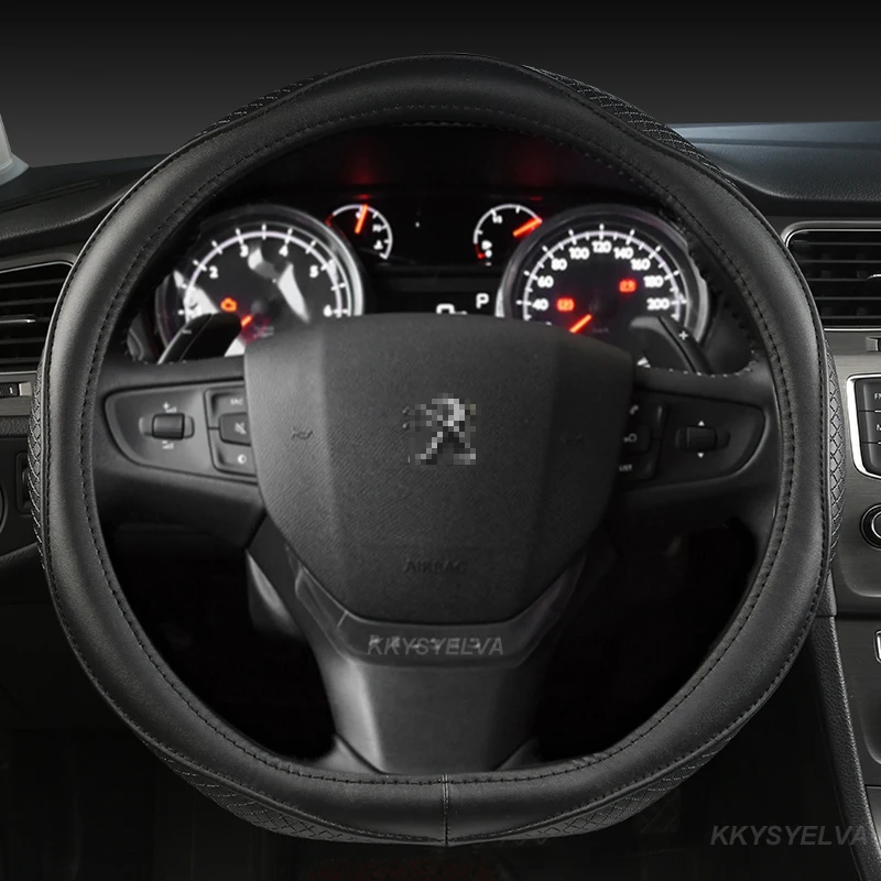 Coprivolante Per Auto In Vera Pelle 15 Pollici/38Cm Antiscivolo Per Peugeot 206 207 208 308 406 408 508 301 Accessori Auto