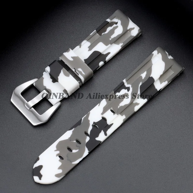 Camouflage Blue-Black-Grey Soft Silicone Watchband Replacement Strap