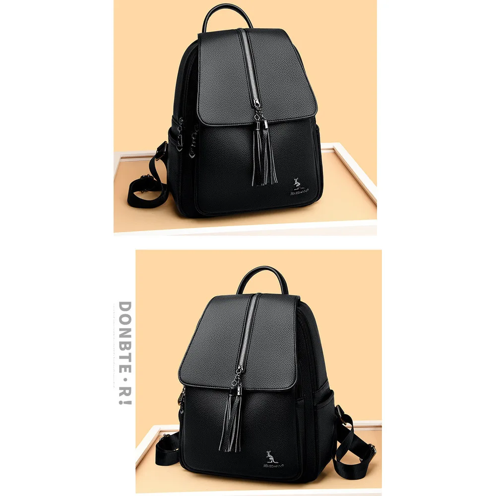 Mom's backpack, new tassel versatile casual women's bag, large capacity, high-quality texture, stylish travel bag_voghion.com