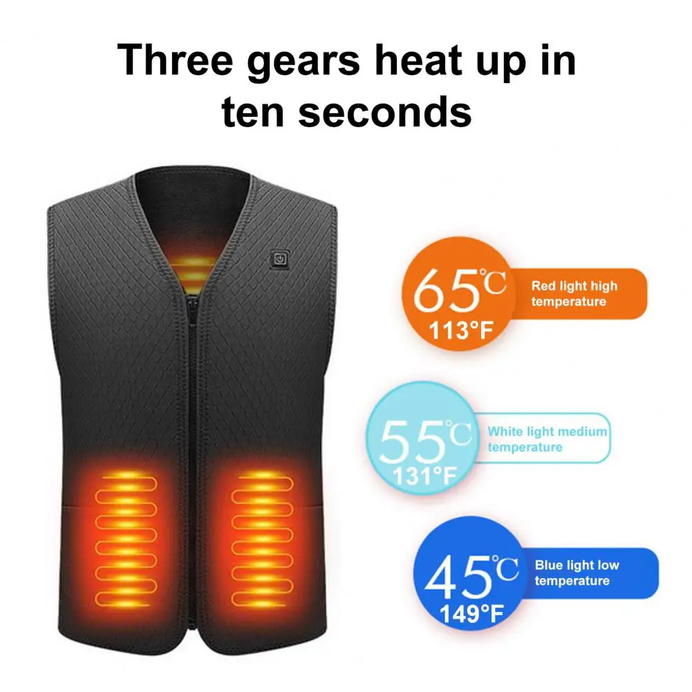 

Vest Usb Winter Vest with Adjustable Gear Energy-saving Zipper Closure for Men Women Padded Windproof Waistcoat 5 Heating Zones