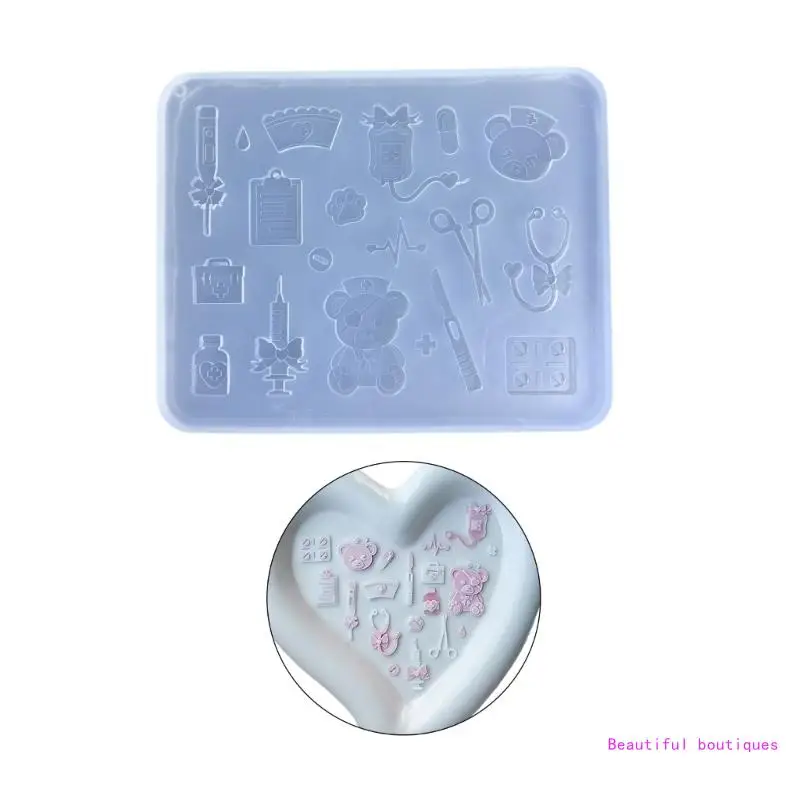 

Nail Art Decoration Silicone Moulds Mini Bear Doctor Accessories Dropper Mold DIY Ornament Mould Suitable for DIY DropShip