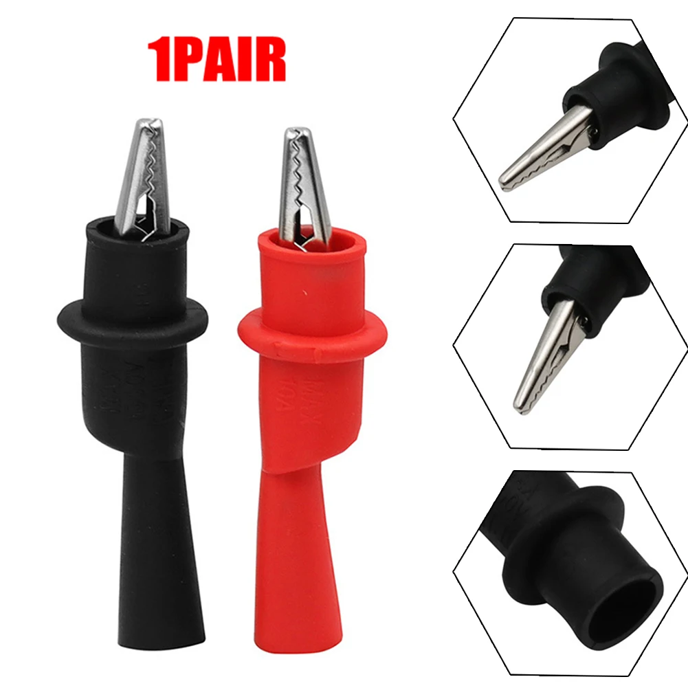 1Pair Alligator Clip Wire Tips Test Clip Clamp Red + Black For Multi-Meter Tester AC DC 10A 1000V Measure Tool Accessories