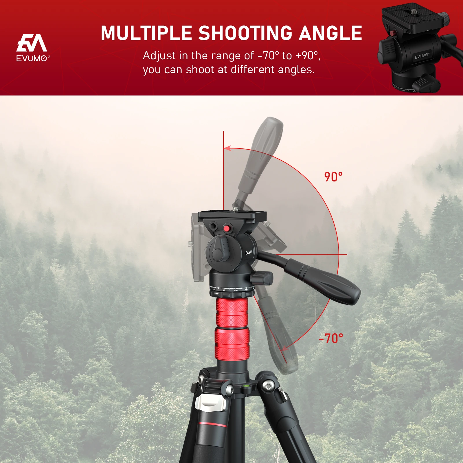 Stativ kopf Mini Hydraulik flüssigkeit Video kopf Aluminium Panorama Kamera halterung Arca Schweizer Schnell wechsel platte maximale Last 4kg/8,82 lbs – Detail 2
