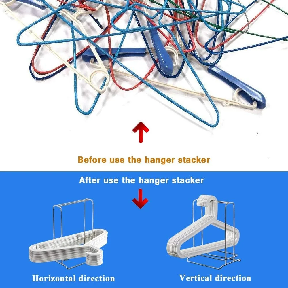 Hanger Stacker Clothes Hanger Organizer Rack Sturdy Stainless Steel Clothes Caddy Storage Holder Stacker for Closet & Room Tidie