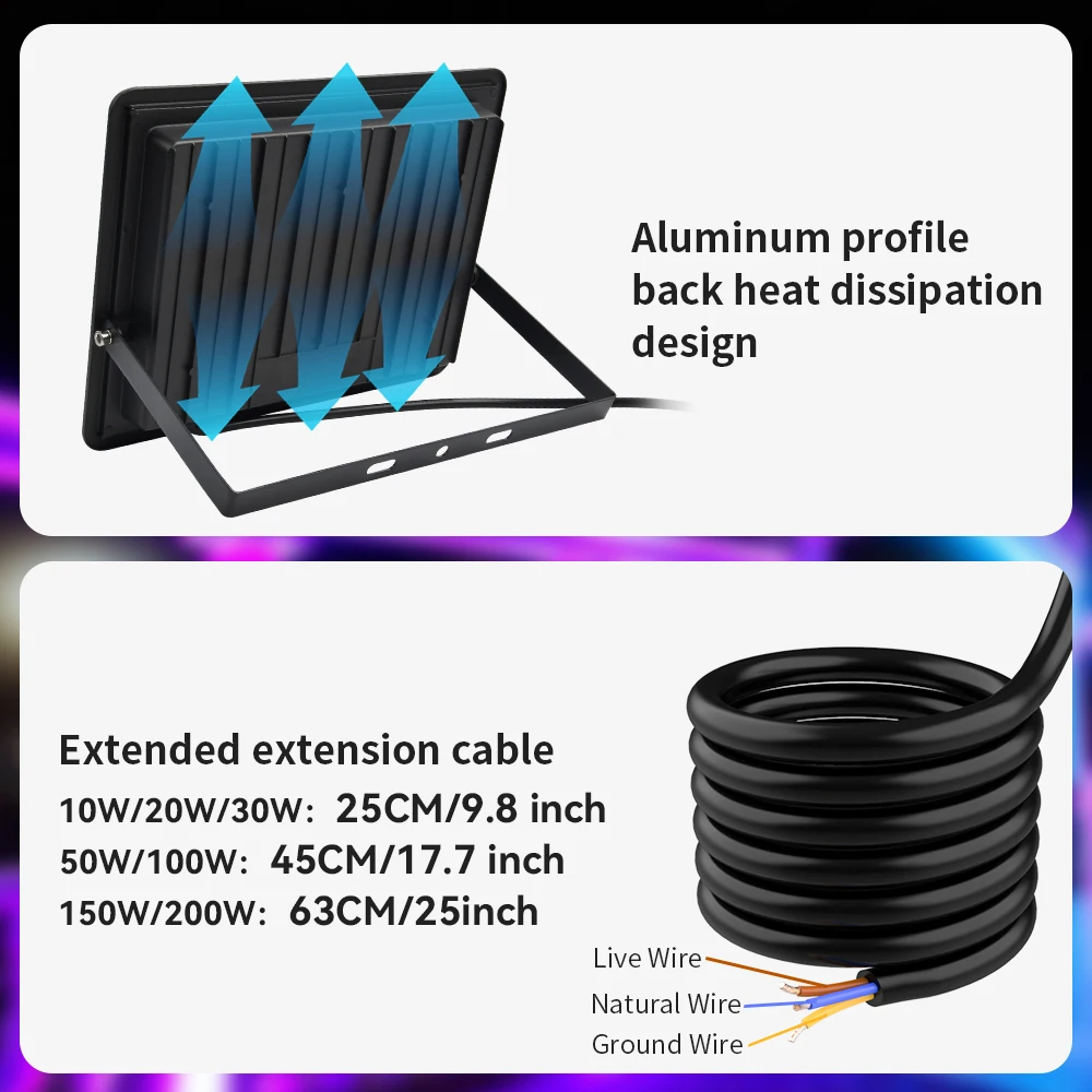 LED Flood Light RGB LED Floodlight Reflector Outdoor Lighting 220V 30W 50W 100W IP66 Waterproof Outdoor RGB Spotlight Lamps Landscape Lighting
