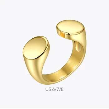 ENFASHION Punk Platform Open Ring Gold Color Stainless Steel Simple Finger Rings For Women Fashion Jewelry Dropshipping R204034 5
