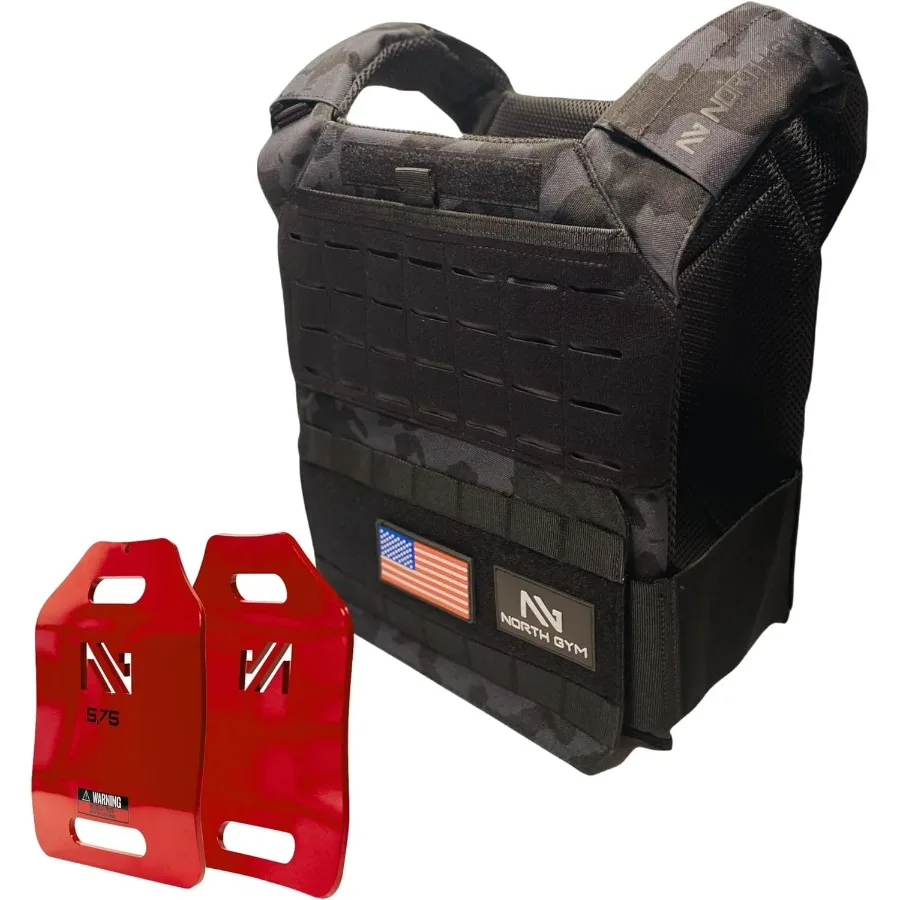 Adjustable Weighted Vest/Incl. 3D Weight Plates in 14lbs - Optimized Weight Distribution and with Curved Plates for Running, Fun