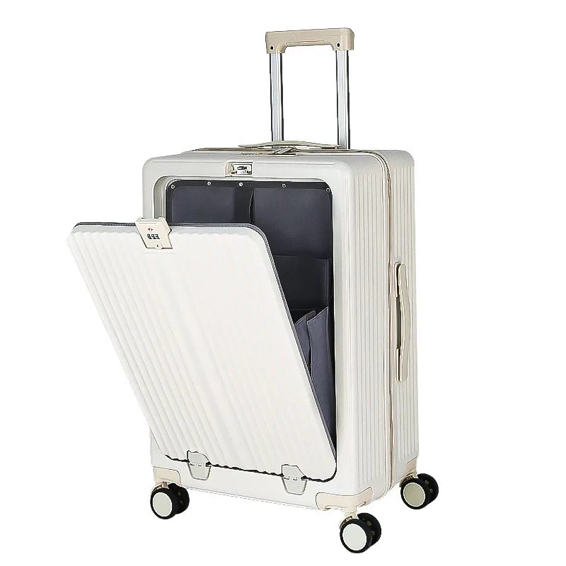 Luggage Universal Wheel Large Capacity 20-Inch Front Open Cover Trolley Case Password Suitcase With Cup Holder Large Luggage
