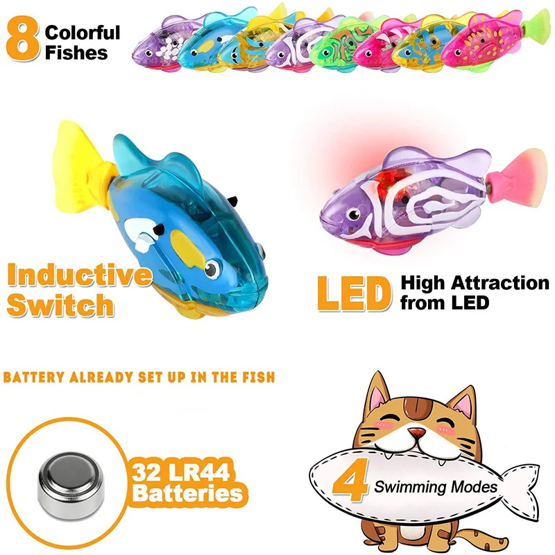 Electronic Robot Fish Activated Battery Powered Fishes Toy Children Robotic Pet Robofish Holiday Gift Can Swims Pets Hobbies Cat