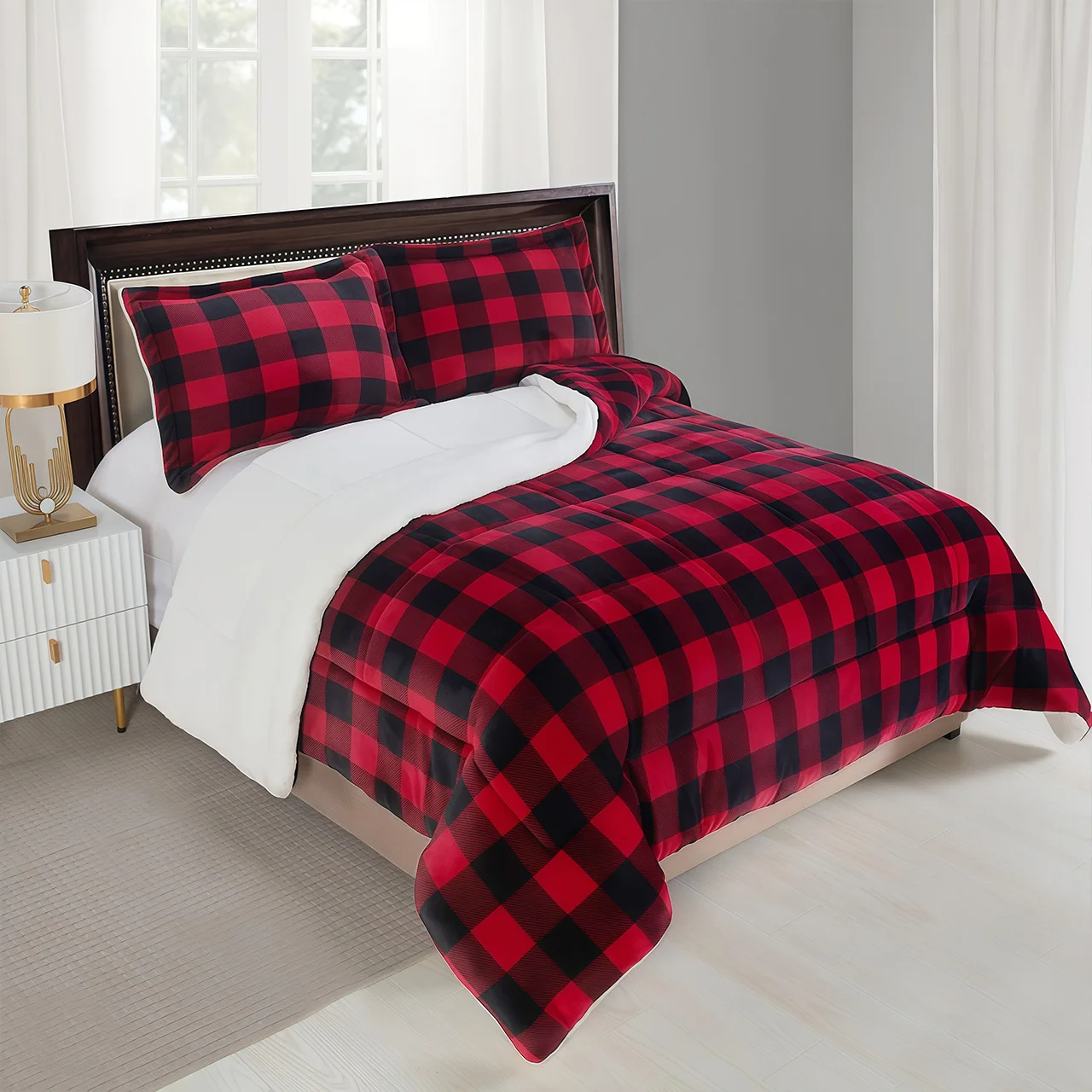 Sherpa Fleece Buffalo Plaid Blanket 4